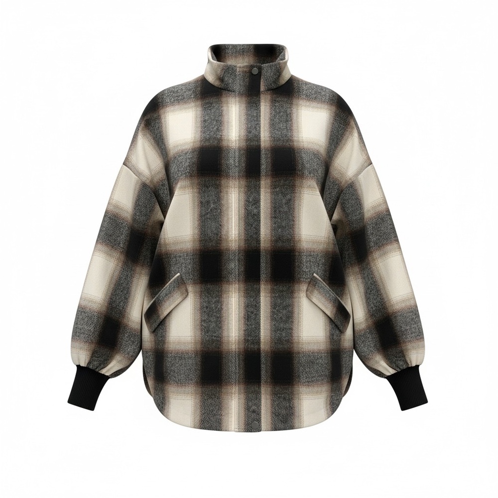 Steve Madden Black and Cream Plaid Jacket